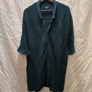 Abercrombie Fitch Men's Green Textured Knit Button Front Shirt XXL Soft Comfy
